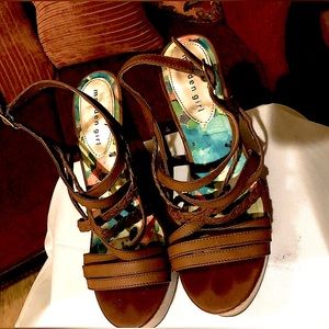 Madden Girl Brown Wedge , Heeled Sandals , Size 7.5